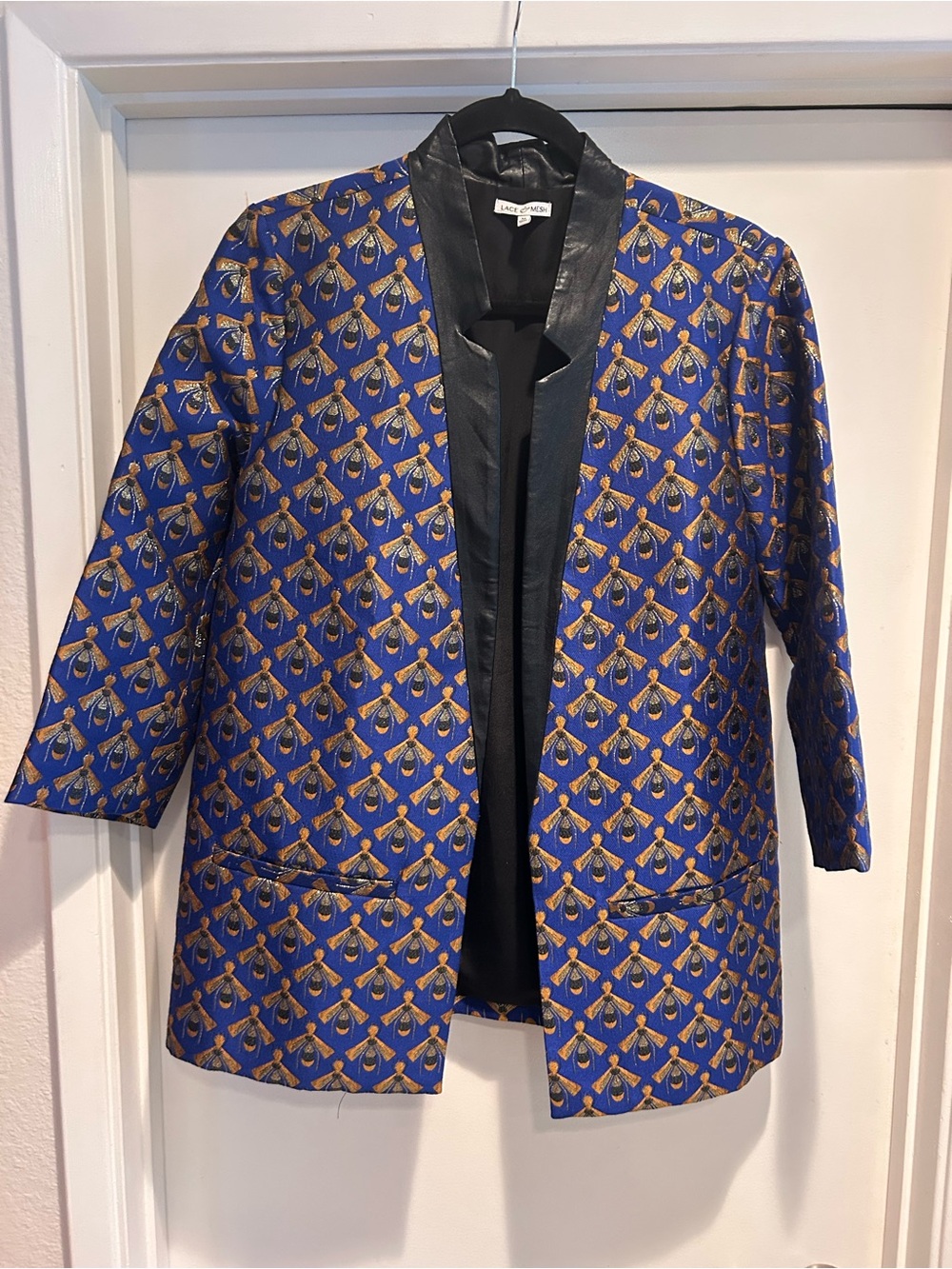 Bee Patterned Open-Front Blazer